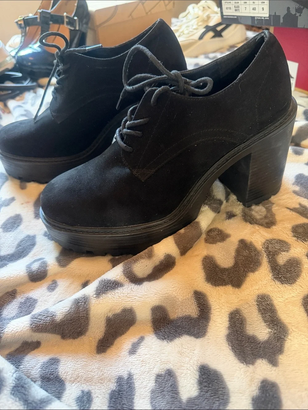 Torrid Black Platform Oxford Heels Lace Up Lug Sole Goth
